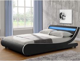 Komplett Sängpaket Flavio säng och madrass med LED-belysning 160x200 konstläder