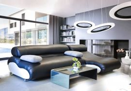 Soffa BlackBuck konstläder svart-vit