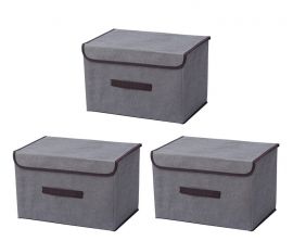 Förvaringslåda Axelle, 3st set S-25x19x16cm / L-36x23x24cm grå