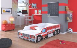 Barnsäng med madrass Firetruck röd 160x80cm