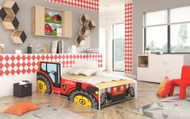 Barnsäng med madrass Tractor Röd 160x80cm