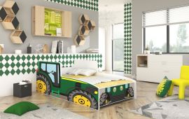 Barnsäng med madrass Tractor Grön