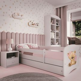 Barnsäng Med Madrass Och Förvaring Teddy with flowers 160x80cm  spånskiva