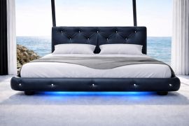 Flytande säng NelVento med madrass och LED-belysning, 160x200 sängpaket