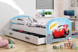 Barnsäng Racer Med Madrass Och Förvaring 160x80cm vit