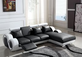 Soffa Space äkta läder på sitt- och kontaktytor svart-vit